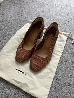 Bobbies Paris Tivia Brown Woven Leather Pumps